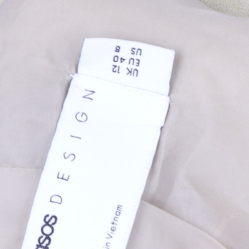 ASOS DESIGN Women Beige Blazer Jacket UK 12 Regular Fit Single-Breasted