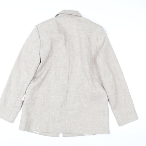Zara Women Beige XS Single-Breasted Linen Blend Blazer Jacket