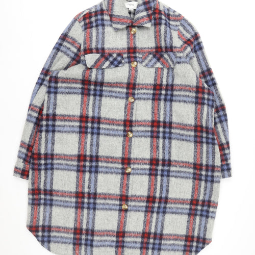 Next Men’s Grey Checked Wool Blend Long Coatigan XL