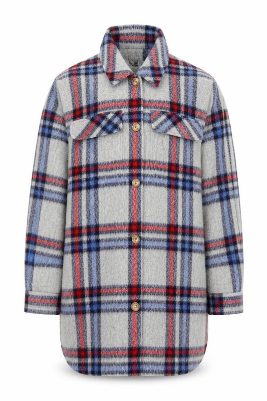 Front view of Next Men’s Grey Checked Wool Blend Long Coatigan XL