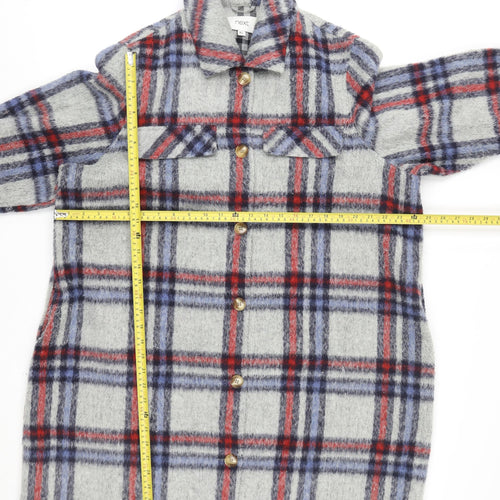Next Men’s Grey Checked Wool Blend Long Coatigan XL