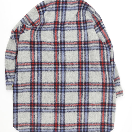 Next Men’s Grey Checked Wool Blend Long Coatigan XL