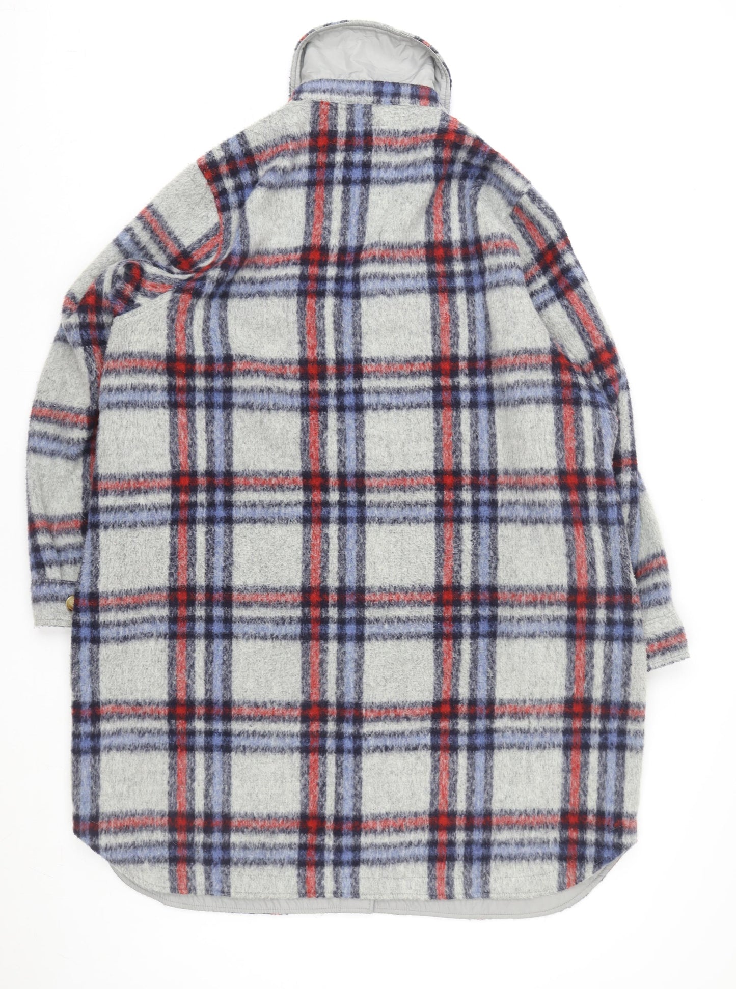 Next Men’s Grey Checked Wool Blend Long Coatigan XL
