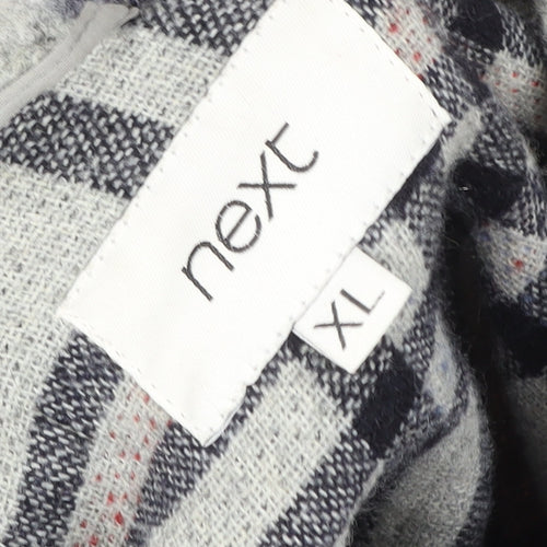 Next Men’s Grey Checked Wool Blend Long Coatigan XL