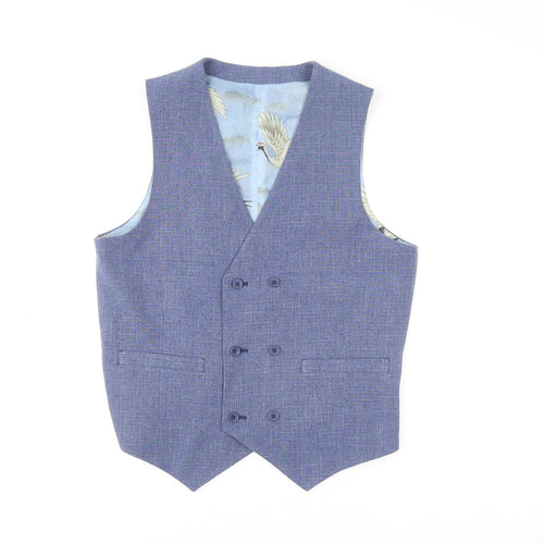 ASOS Men's Blue Slim Fit Double Breasted Waistcoat Size 38