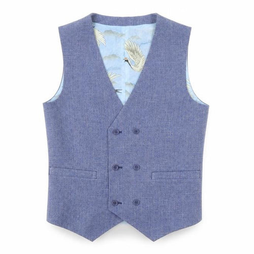 ASOS Men's Blue Slim Fit Double Breasted Waistcoat Size 38