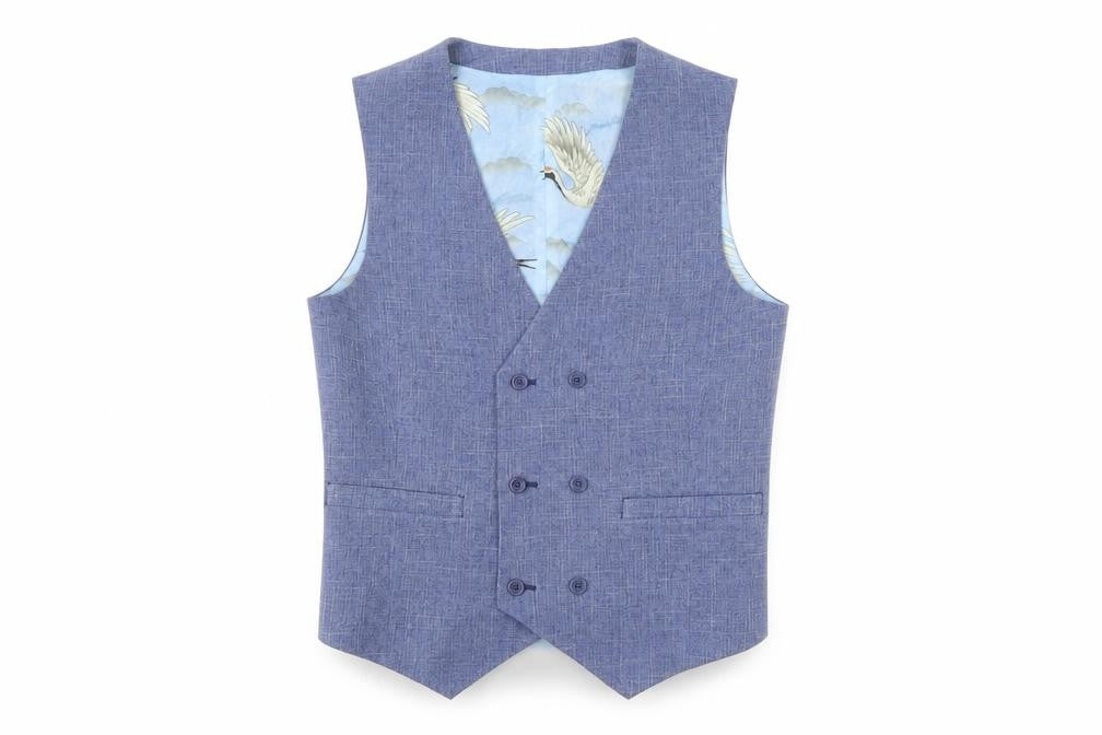 ASOS Men's Blue Slim Fit Double Breasted Waistcoat Size 38