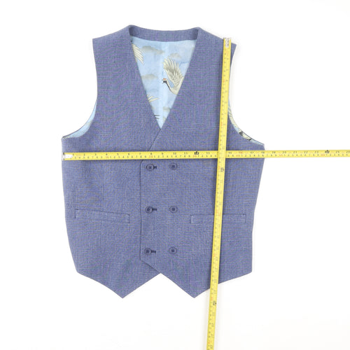 ASOS Men's Blue Slim Fit Double Breasted Waistcoat Size 38