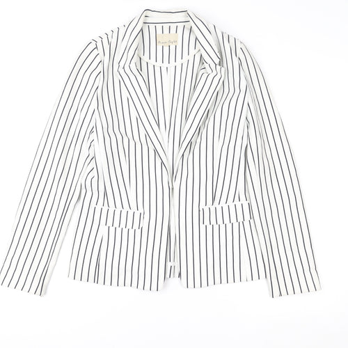 Phase Eight Womens White Striped Blazer Jacket Size 10 Regular Fit