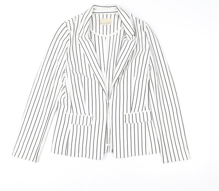 Phase Eight Womens White Striped Blazer Jacket Size 10 Regular Fit