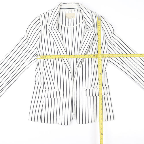 Phase Eight Womens White Striped Blazer Jacket Size 10 Regular Fit