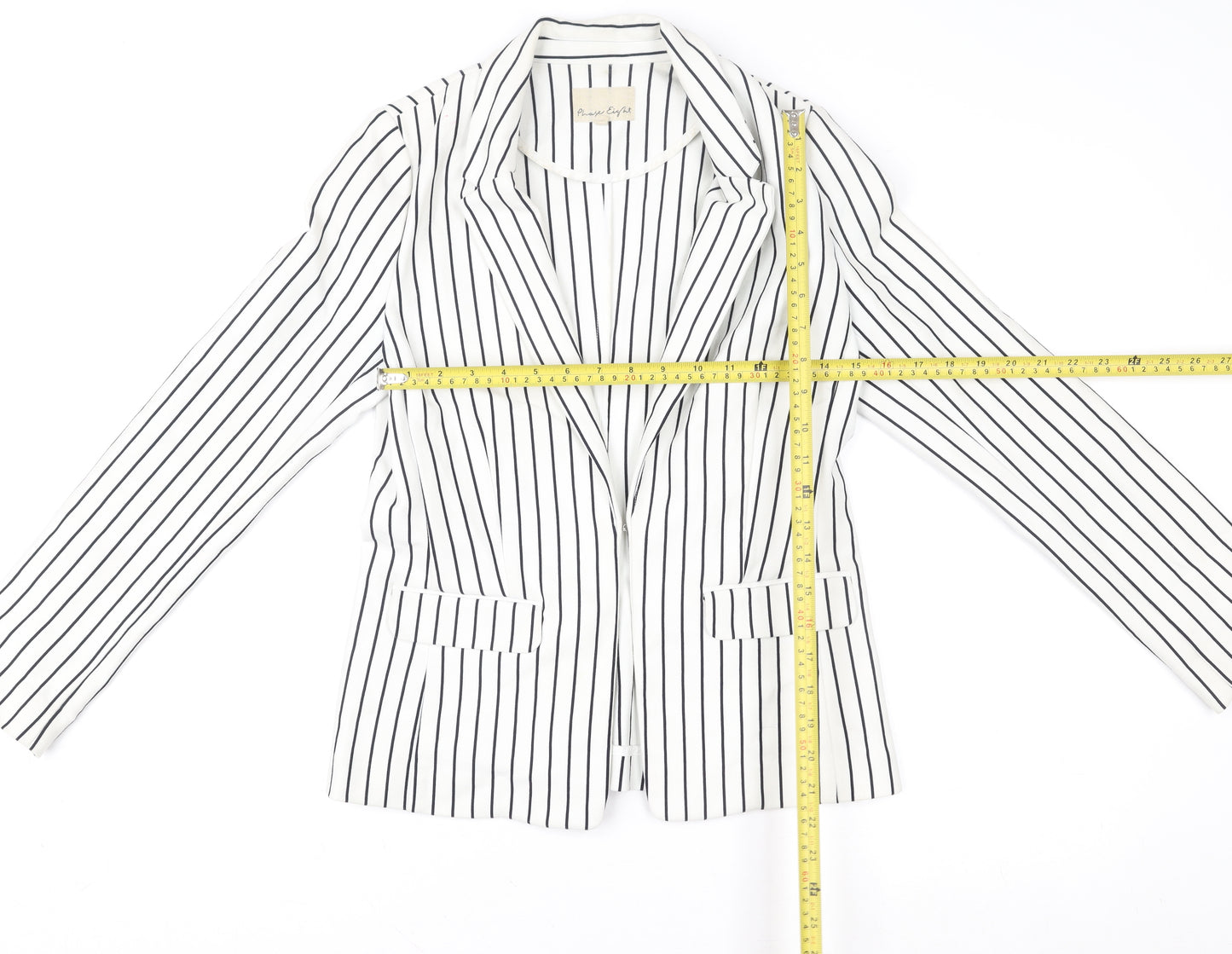 Phase Eight Womens White Striped Blazer Jacket Size 10 Regular Fit