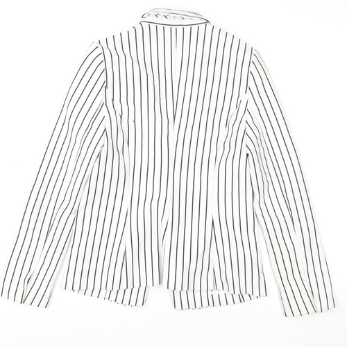 Phase Eight Womens White Striped Blazer Jacket Size 10 Regular Fit