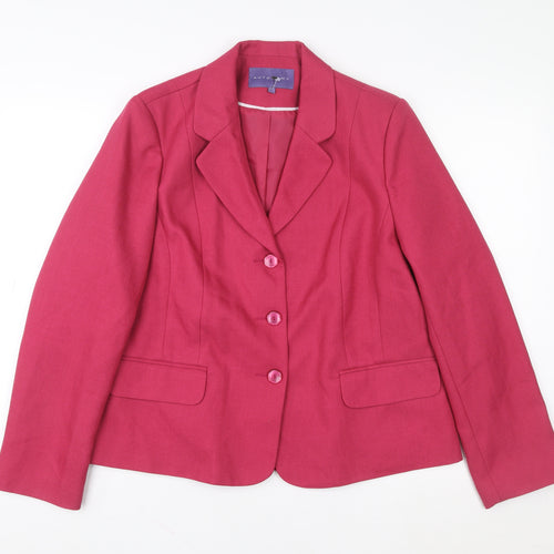 Autonomy Womens Pink Classic Blazer Jacket Size 16 Single Breasted Twill