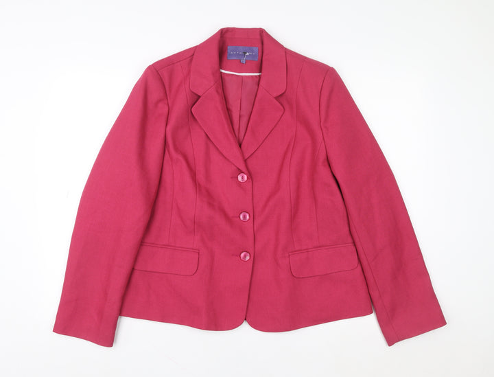 Autonomy Womens Pink Classic Blazer Jacket Size 16 Single Breasted Twill