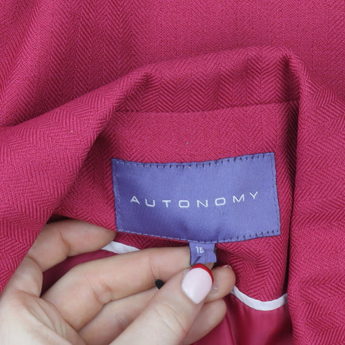 Autonomy Womens Pink Classic Blazer Jacket Size 16 Single Breasted Twill