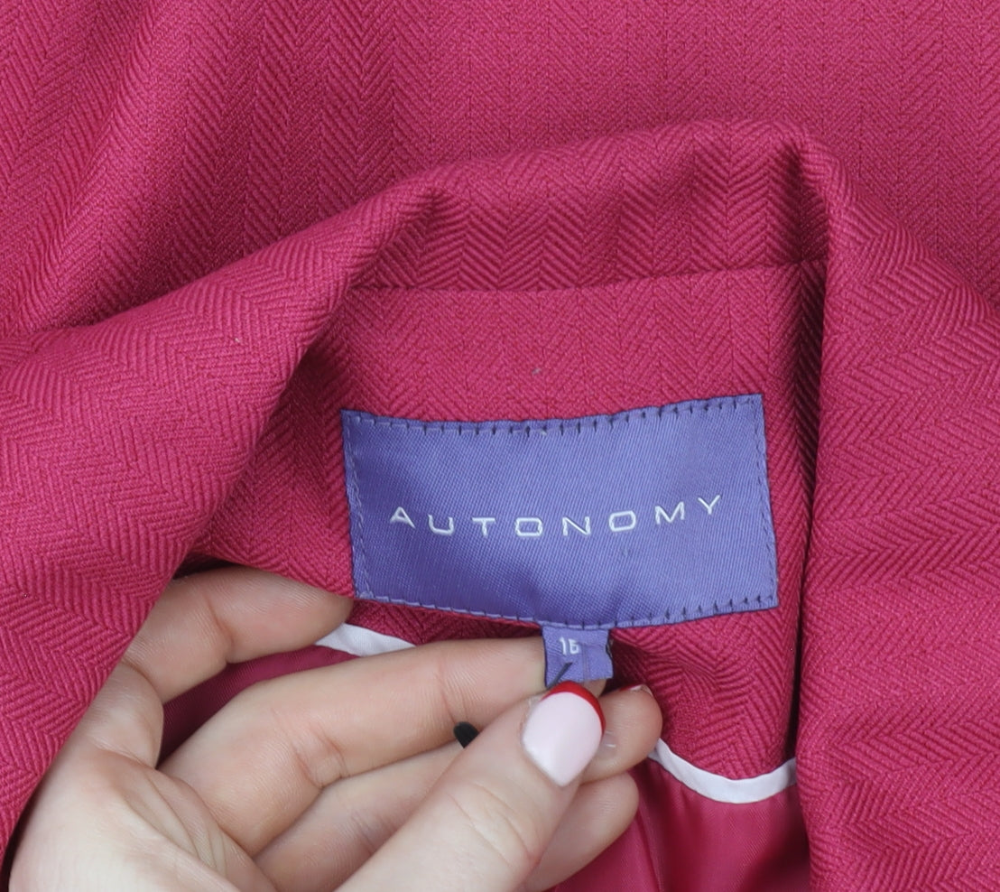 Autonomy Womens Pink Classic Blazer Jacket Size 16 Single Breasted Twill