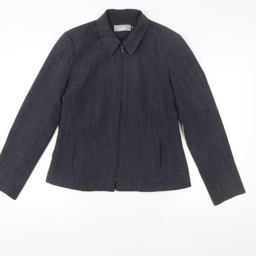 Wallis Women Grey Zip Blazer Jacket Size 36 Regular Fit Formal