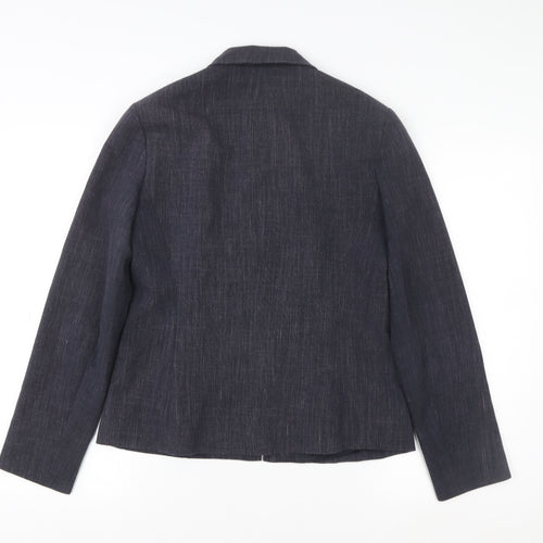 Wallis Women Grey Zip Blazer Jacket Size 36 Regular Fit Formal