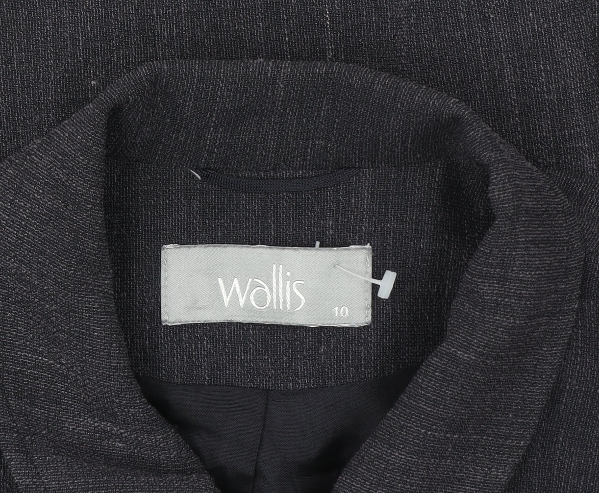 Wallis Women Grey Zip Blazer Jacket Size 36 Regular Fit Formal