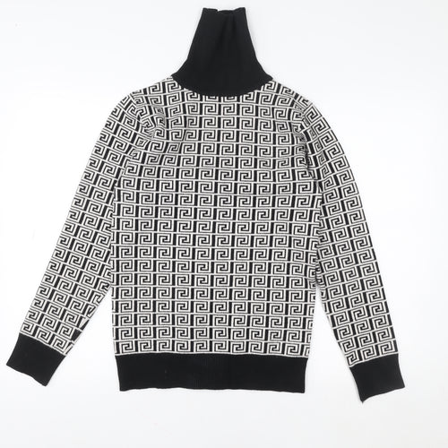 Yu & Me Paris Womens Black White Roll Neck Pullover Sweater Size M