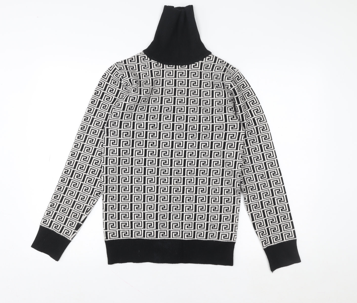 Yu & Me Paris Womens Black White Roll Neck Pullover Sweater Size M