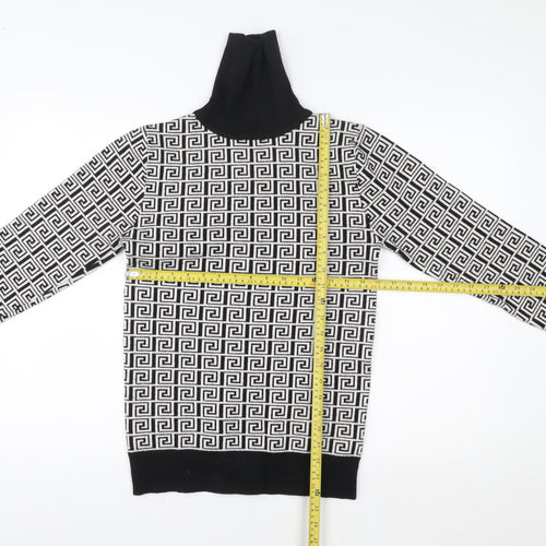 Yu & Me Paris Womens Black White Roll Neck Pullover Sweater Size M