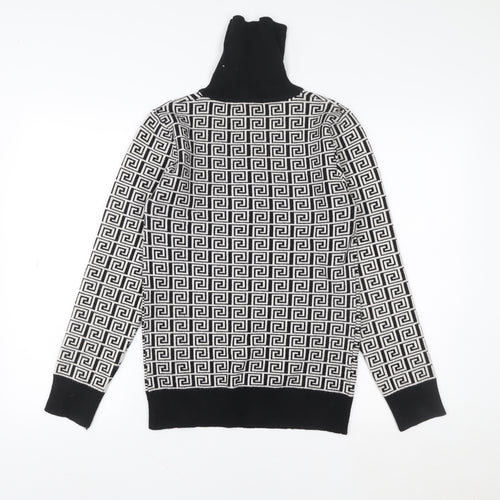 Yu & Me Paris Womens Black White Roll Neck Pullover Sweater Size M