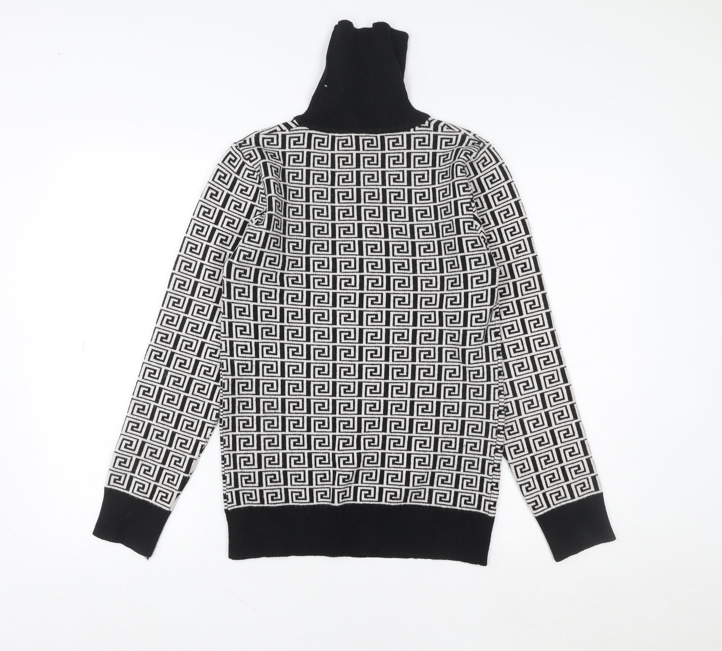 Yu & Me Paris Womens Black White Roll Neck Pullover Sweater Size M