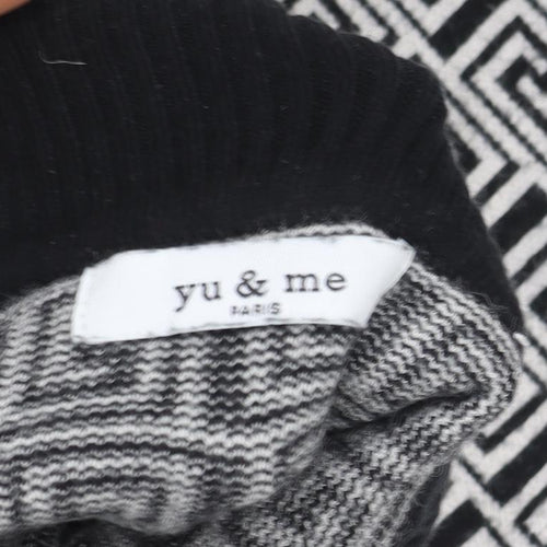 Yu & Me Paris Womens Black White Roll Neck Pullover Sweater Size M