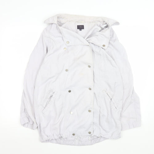 Marks and Spencer Women Grey Size 12 Lyocell Mid-Length Jacket