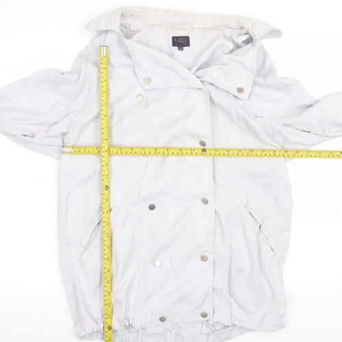 Marks and Spencer Women Grey Size 12 Lyocell Mid-Length Jacket