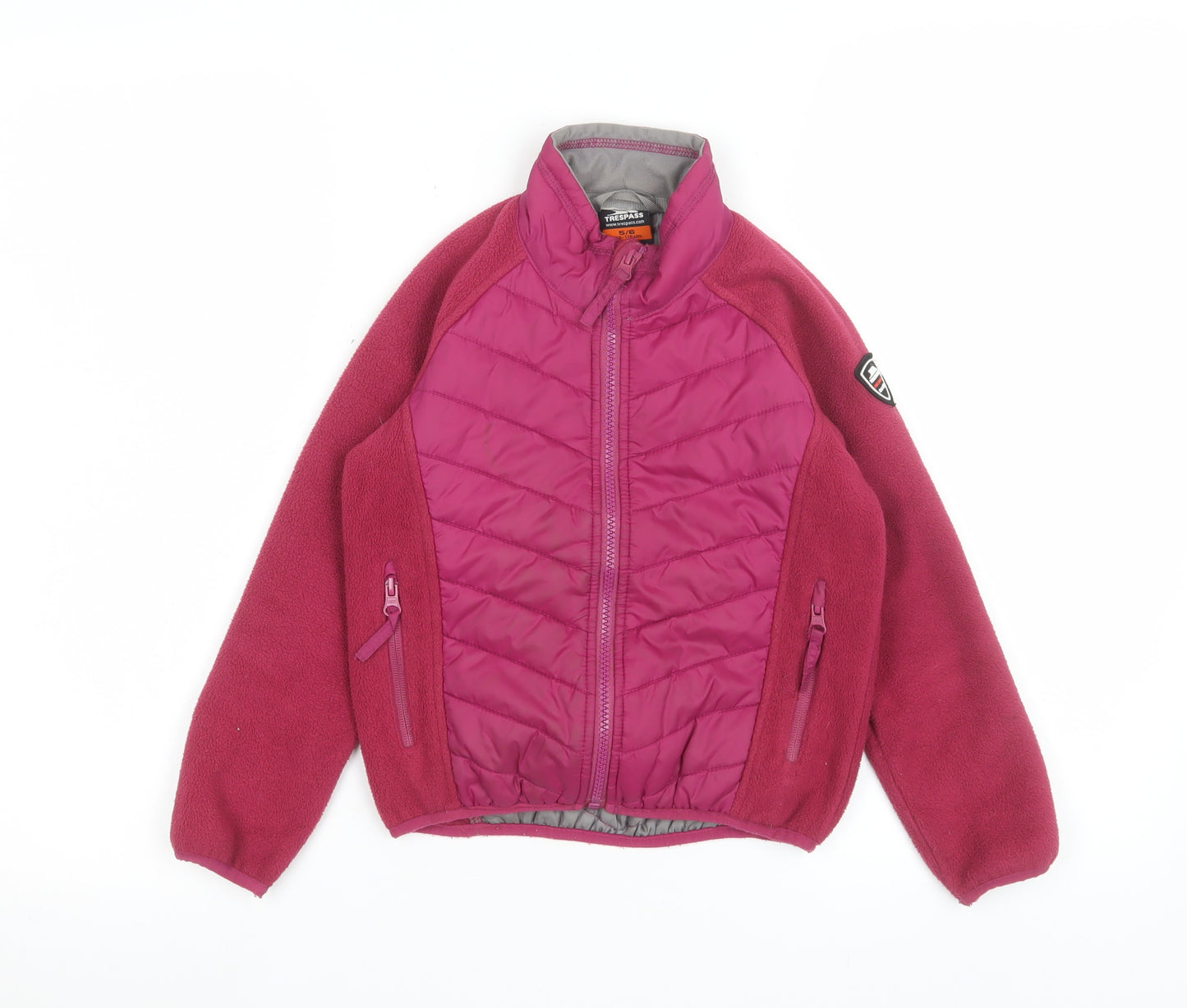 Trespass Girls Pink Puffer Jacket 5-6 Years Quilted Fleece Lined Coat