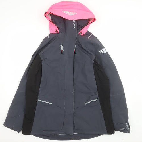 Tribord Women Grey Waterproof Hooded Rain Jacket XL