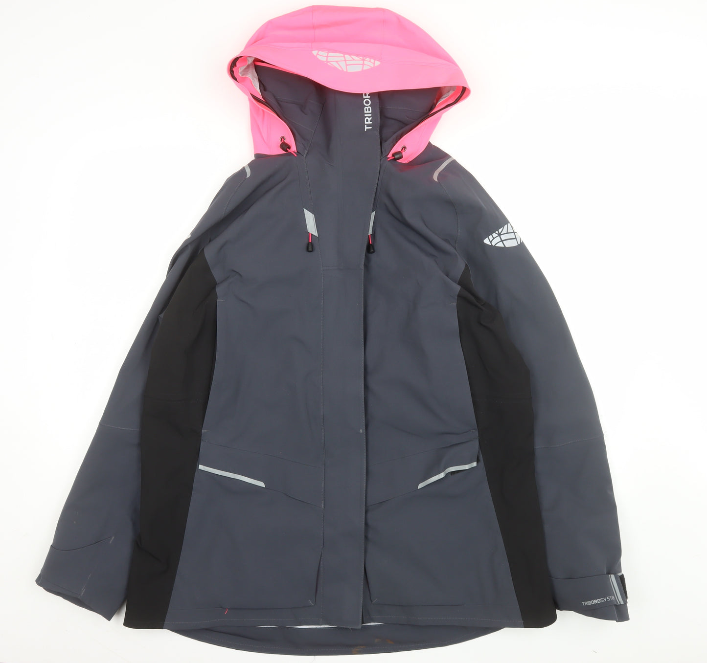 Tribord Women Grey Waterproof Hooded Rain Jacket XL