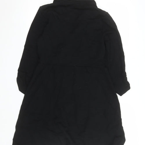 Roman Women Black Knee Length Wrap Dress Size 10 Long Sleeve Stretch