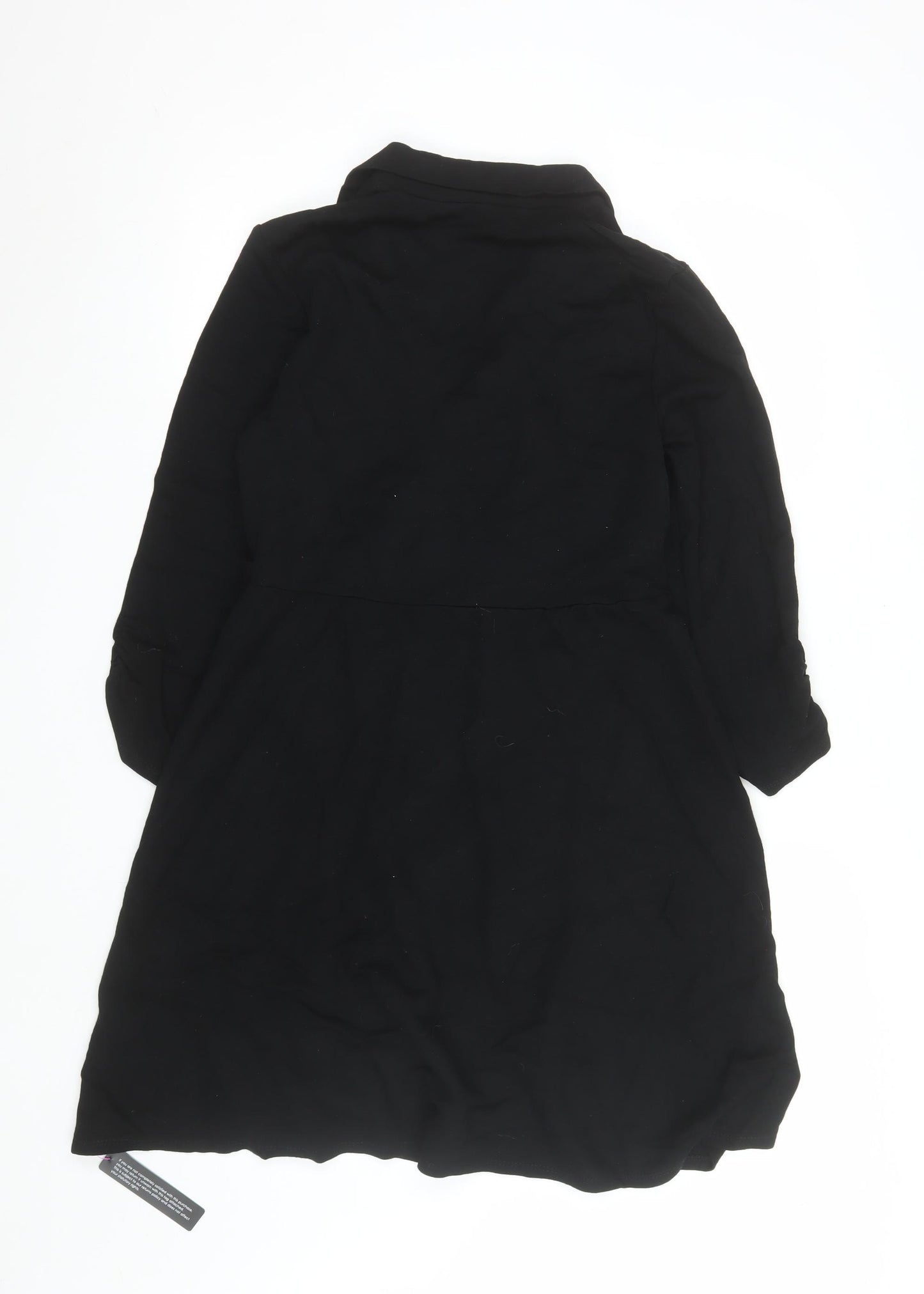 Roman Women Black Knee Length Wrap Dress Size 10 Long Sleeve Stretch