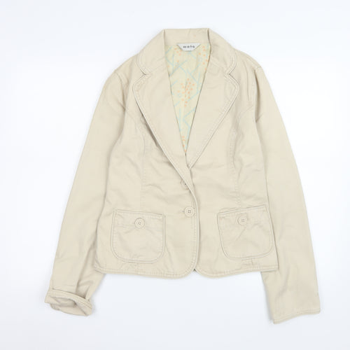 Moto Women Beige Cotton Blazer Jacket Size 10 Regular