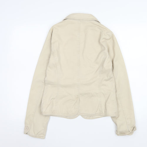 Moto Women Beige Cotton Blazer Jacket Size 10 Regular