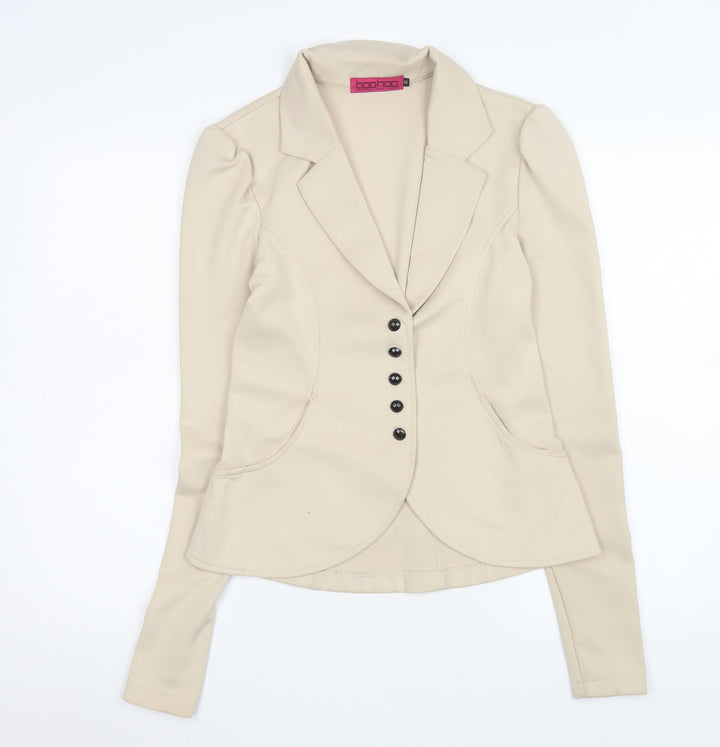 Boohoo Women’s Beige Tailored Blazer UK 10 Lightweight Stretch Jacket