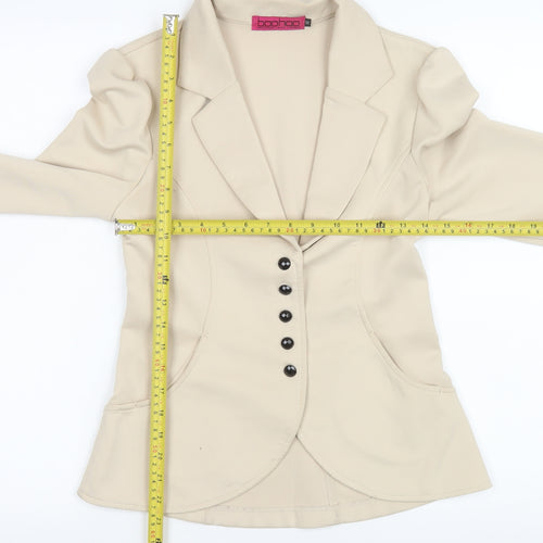 Boohoo Women’s Beige Tailored Blazer UK 10 Lightweight Stretch Jacket