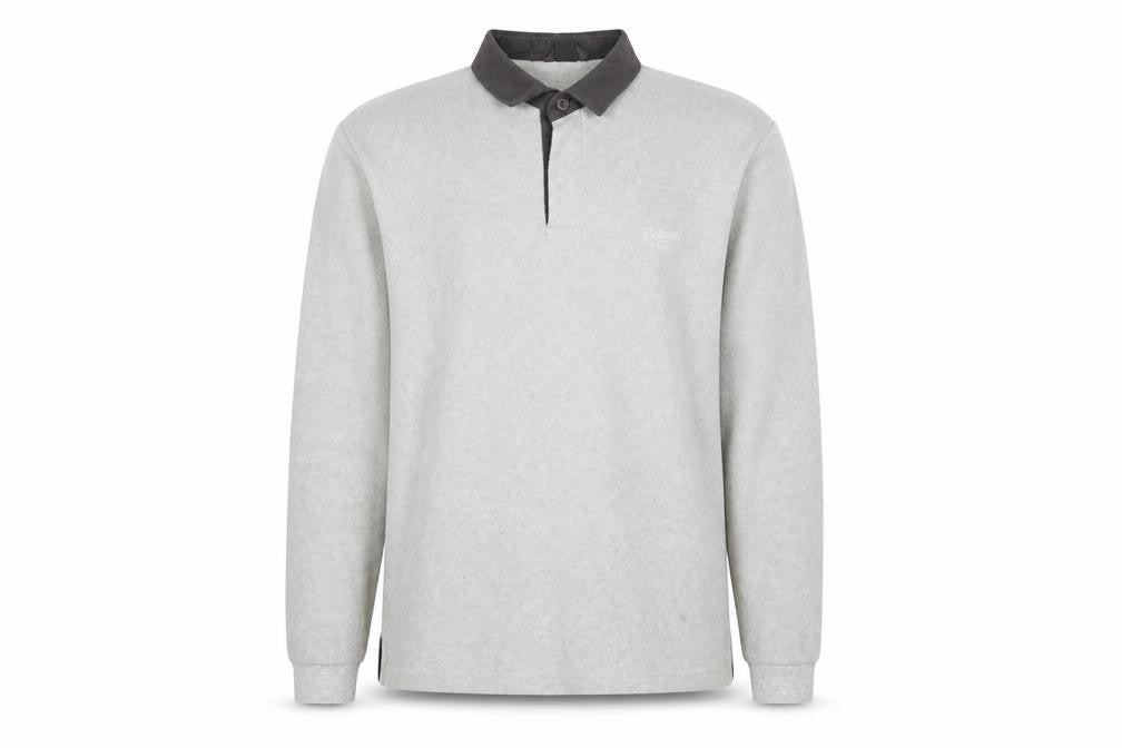 Front view of Cotton Traders Men's Grey Collared Henley Fleece Sweatshirt L