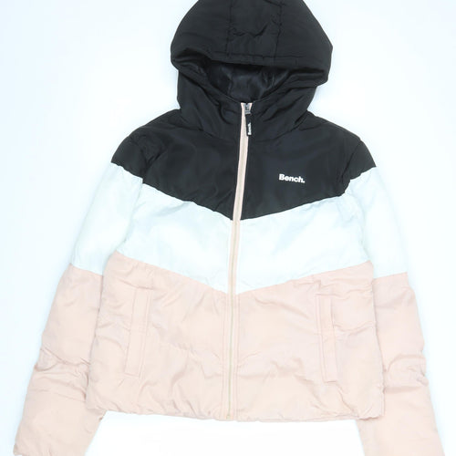 Bench Womens Multicoloured Puffer Jacket Hooded UK 16 XL Winter Coat