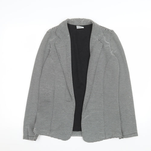 Next Women Black and White Striped Single Breasted Blazer Size 14