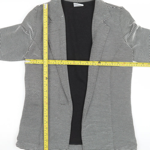 Next Women Black and White Striped Single Breasted Blazer Size 14