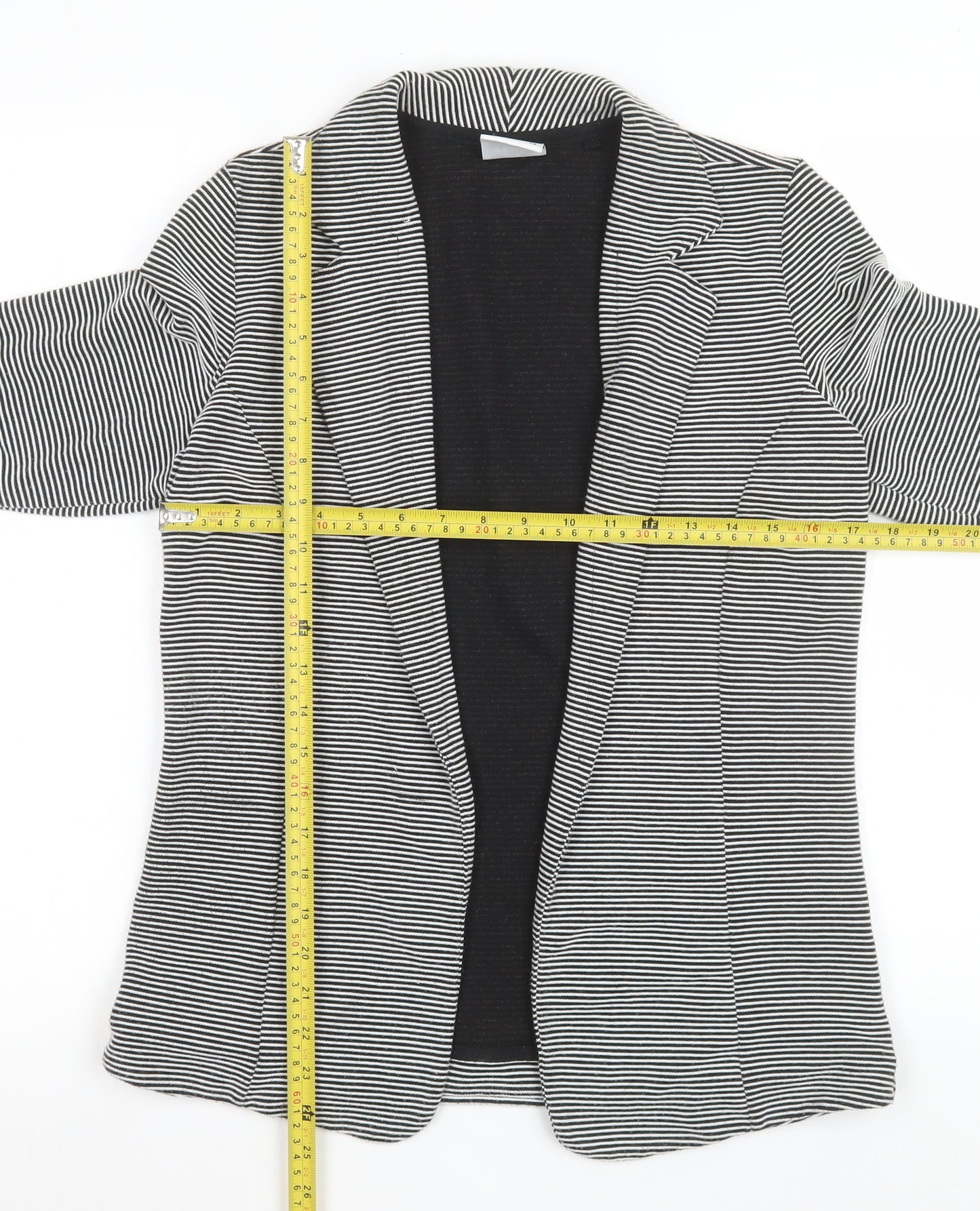Next Women Black and White Striped Single Breasted Blazer Size 14