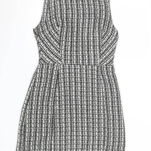 Oasis Women Black Check Sleeveless Shift Dress Size 10