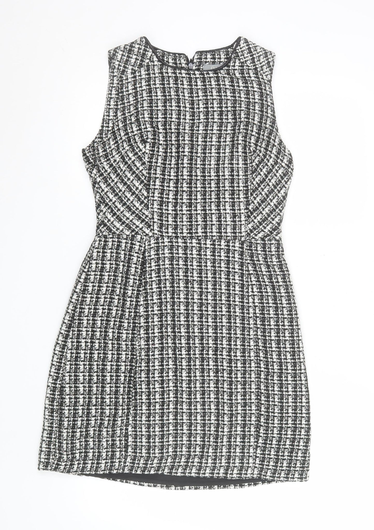 Oasis Women Black Check Sleeveless Shift Dress Size 10