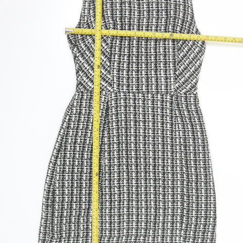 Oasis Women Black Check Sleeveless Shift Dress Size 10