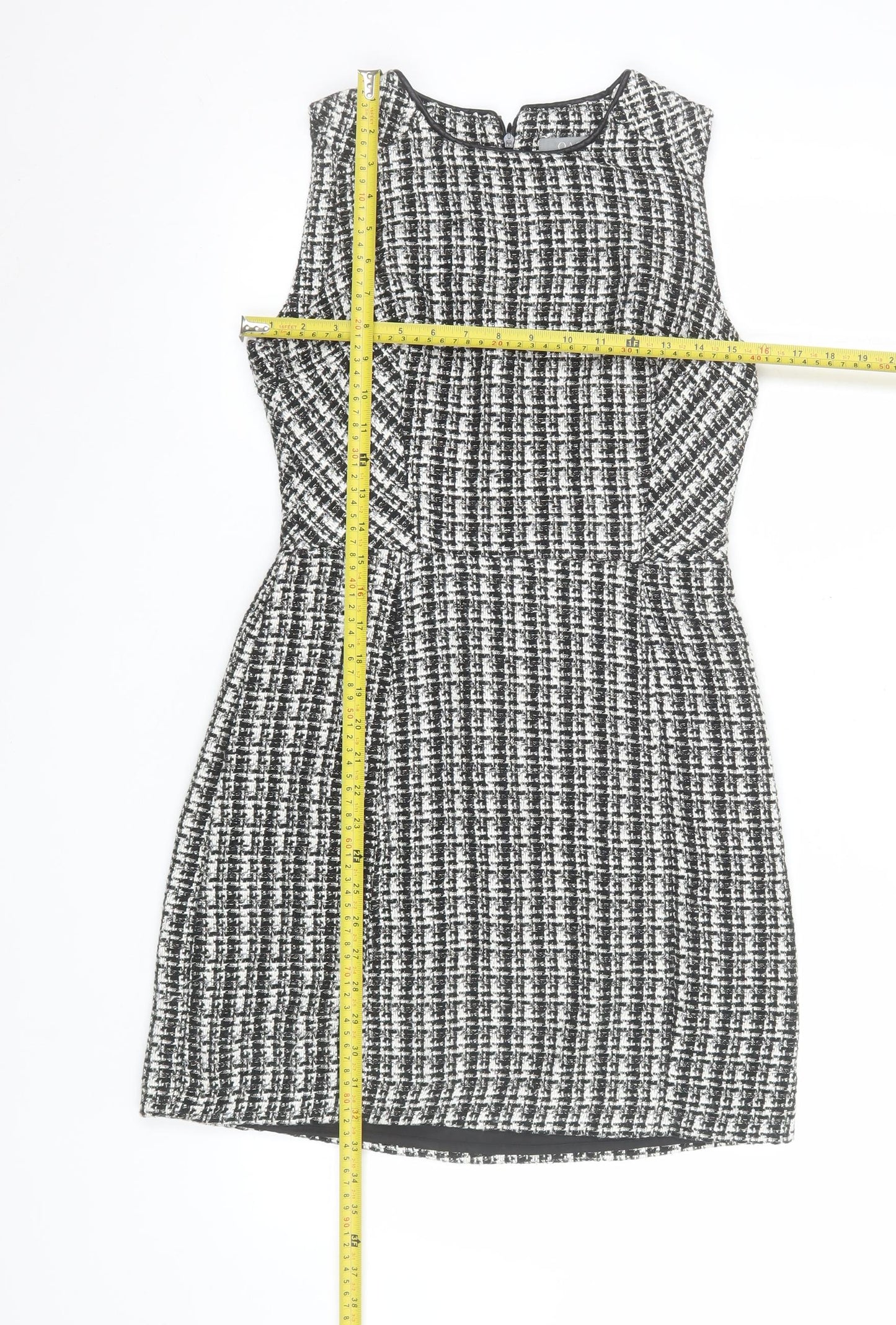 Oasis Women Black Check Sleeveless Shift Dress Size 10